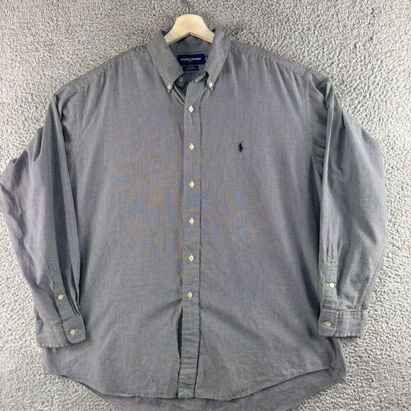 VTG Ralph Lauren Golf Blake Shirt Mens XL Gray Houndstooth Preppy‎ Y2K FITS BIG - Picture 1 of 12